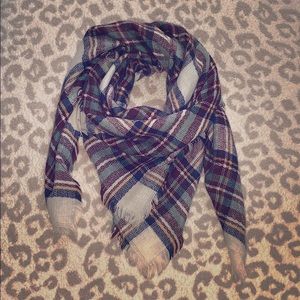 Plaid blanket scarf